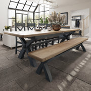 Hereford Dark Blue 2.5m Cross Legged Dining Table