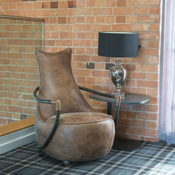 Maverick Retro Relax Chair - Brown Aniline Leather