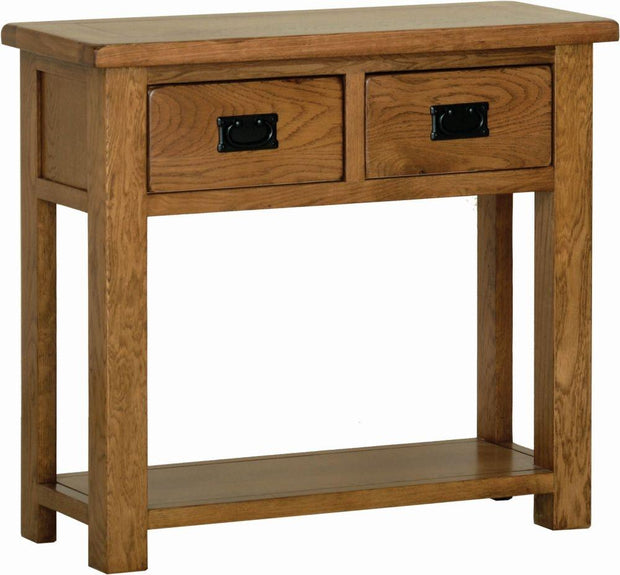 Rustic Oak 2 Drawer Console Table