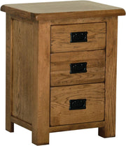 Rustic Oak 3 Drawer High Bedside Table