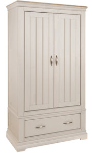 Cobble Double Wardrobe with Drawer - Rustic Charm