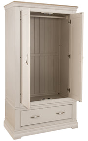 Cobble Double Wardrobe with Drawer - Rustic Charm