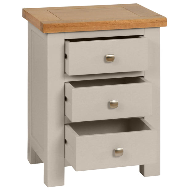 Dorset Moon Grey Bedside Table with 3 Drawers