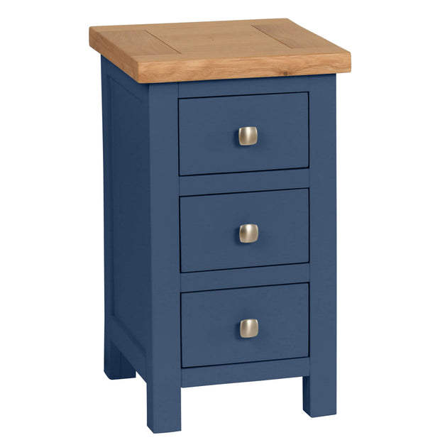 Dorset Electric Blue Narrow Bedside Table with 3 Drawers
