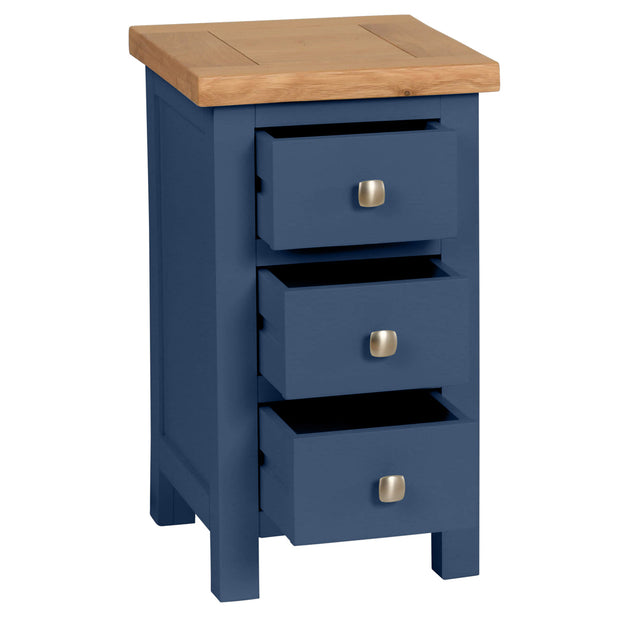 Dorset Electric Blue Narrow Bedside Table with 3 Drawers