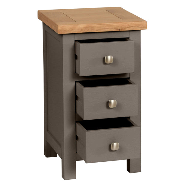 Dorset Slate Narrow Bedside Table with 3 Drawers