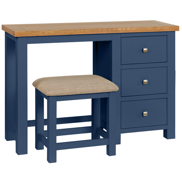 Dorset Electric Blue Single Pedestal Dressing Table with Stool