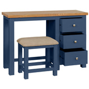 Dorset Electric Blue Single Pedestal Dressing Table with Stool