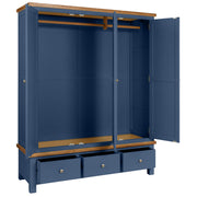 Dorset Electric Blue Triple Robe with 3 Drawers