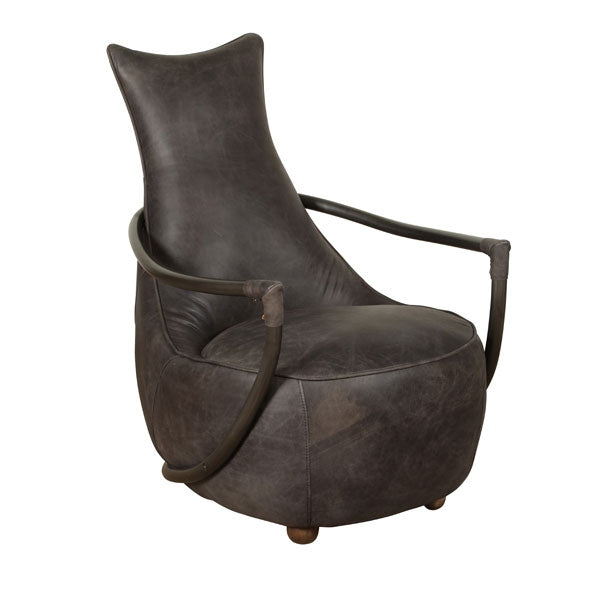 Dallas Retro Relax Chair - Grey Aniline Leather