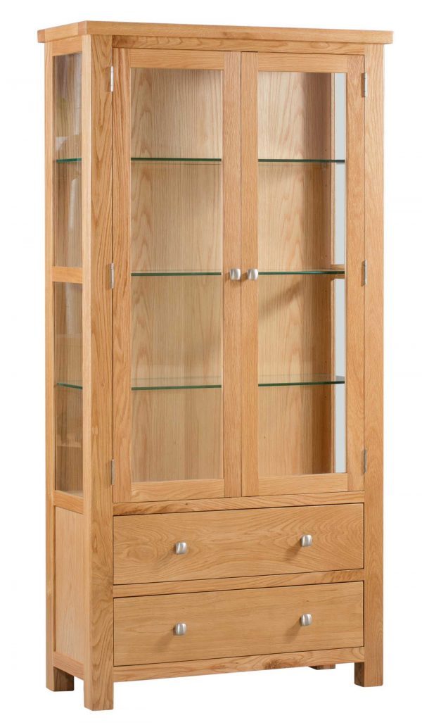 Dorset Oak Glass Door Display Cabinet