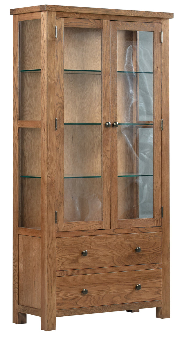 Dorset Rustic Oak Glass Door Display Cabinet