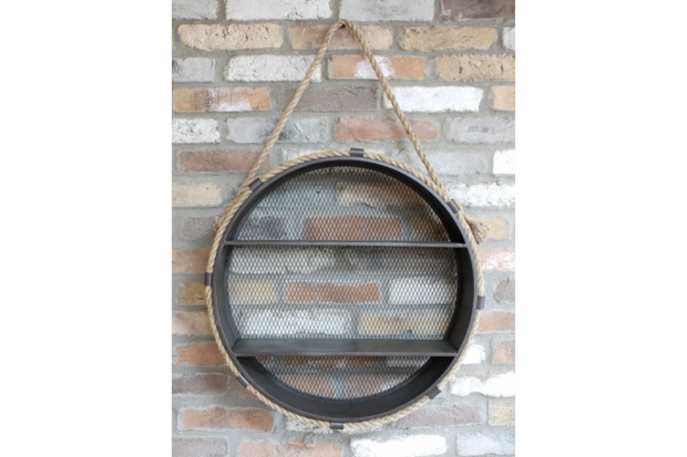 Rope Hanging Circle Shelves with Back