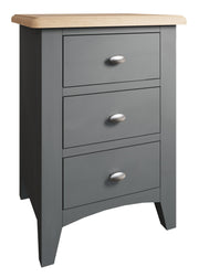 Ludlow Grey 3 Drawer Bedside Cabinet