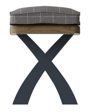 Hereford Dark Blue 2m Bench Cushion Only – Grey Check