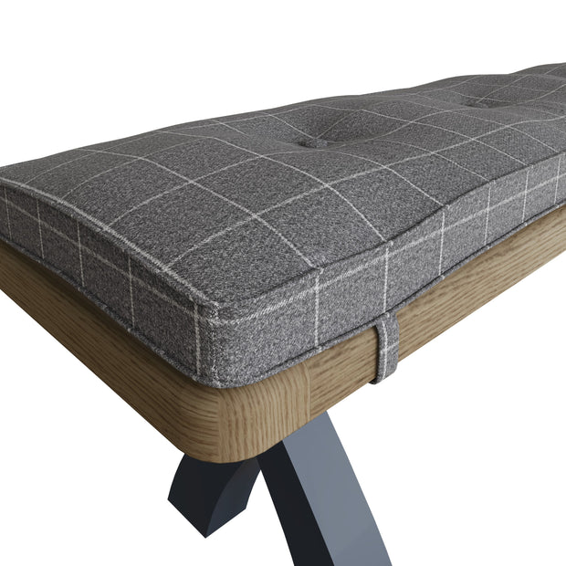 Hereford Dark Blue 2m Bench Cushion Only – Grey Check