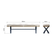Hereford Dark Blue 2m Bench n Only – Natural Check