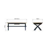 Hereford Dark Blue 2m-2.5m Cross Leg Dining Table