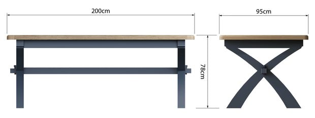Hereford Dark Blue 2.0m Cross Legged Fixed Table
