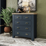 Hereford Dark Blue 2 Over 3 Chest Of Drawers