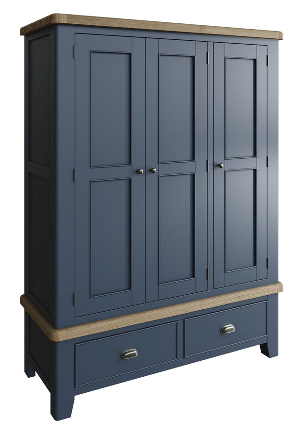 Hereford Dark Blue 3 Door Wardrobe