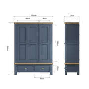 Hereford Dark Blue 3 Door Wardrobe