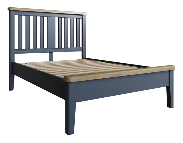 Hereford Dark Blue Bed with Headboard and Low Footboard Set