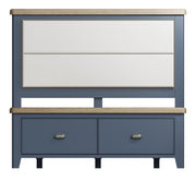 Hereford Dark Blue Bed with Fabric Headboard and Drawer Footboard Set