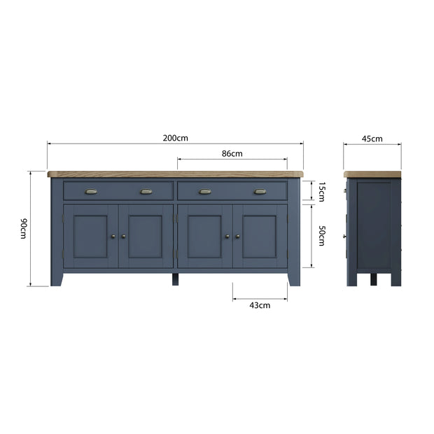 Hereford Dark Blue 4 Door Sideboard