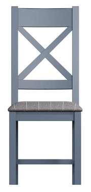 Hereford Dark Blue Cross Back Dining Chair (Grey Check)