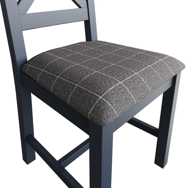 Hereford Dark Blue Cross Back Dining Chair (Grey Check)