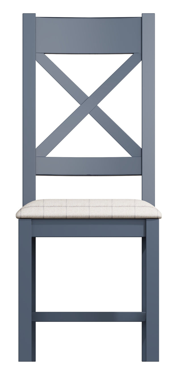 Hereford Dark Blue Cross Back Dining Chair (Natural Check)