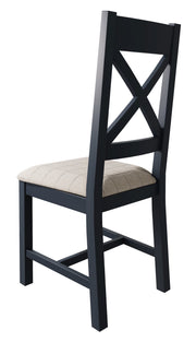 Hereford Dark Blue Cross Back Dining Chair (Natural Check)