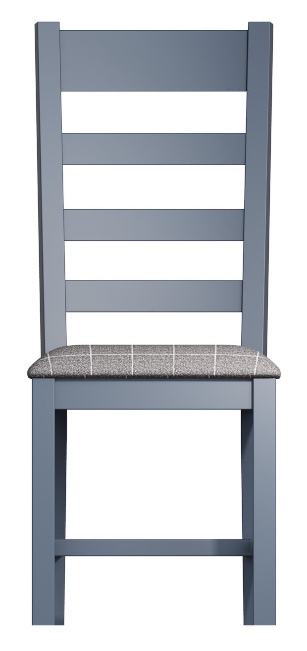 Hereford Dark Blue Slatted Dining Chair (Grey Check)