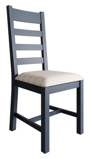 Hereford Dark Blue Slatted Dining Chair (Natural Check)