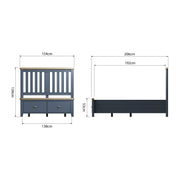 Hereford Dark Blue Bed with Headboard and Drawer Footboard Set