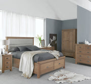 Hereford Bed with Fabric Headboard and Drawer Footboard Set