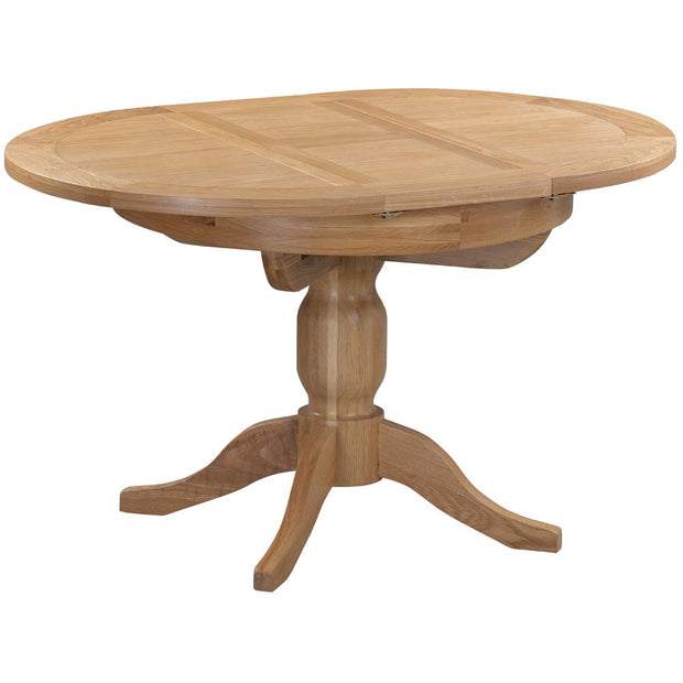 New Oak Round Extending Pedestal Table