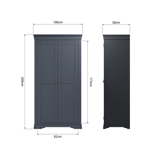 Swindon Midnight Grey 2 Door Full Hanging Wardrobe