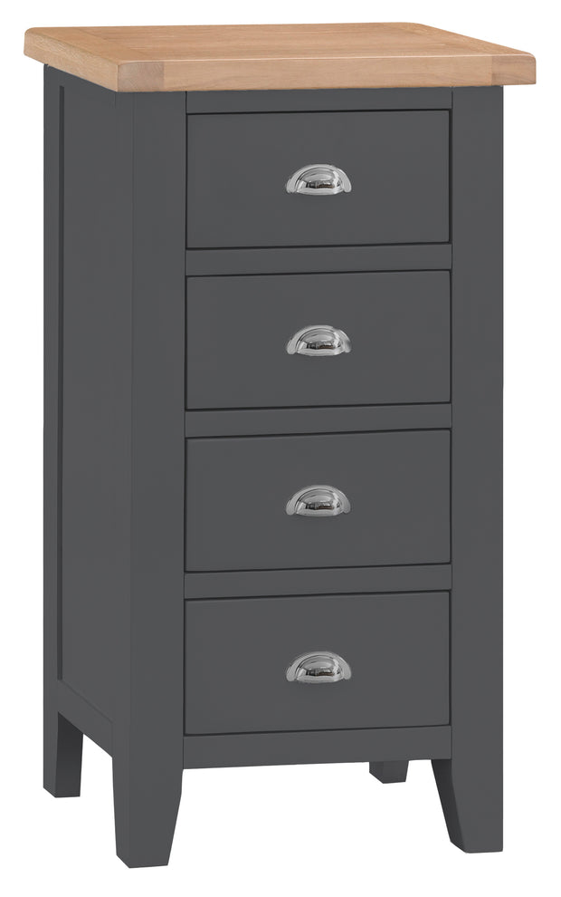 Kingstone Charcoal 4 Drawer Narrow Chest Of Drawers